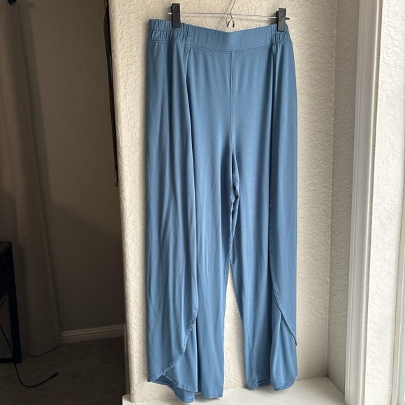 Coolibar Wide Leg Blue Soft Pants Overlap UPF 50+ Sun Protection Lynsu XL - Picture 4 of 11